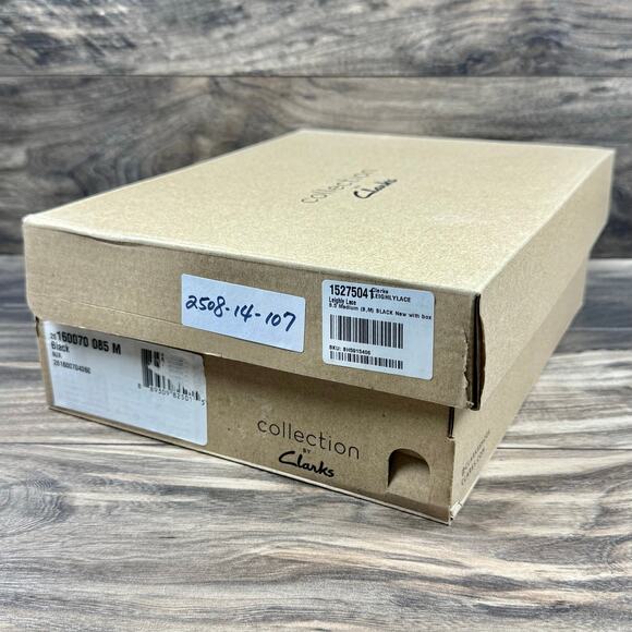 Clarks Leighly Lace 8.5M Black Leather Faux Fur Cuff Comfort Ankle Boots Booties - Picture 10 of 10